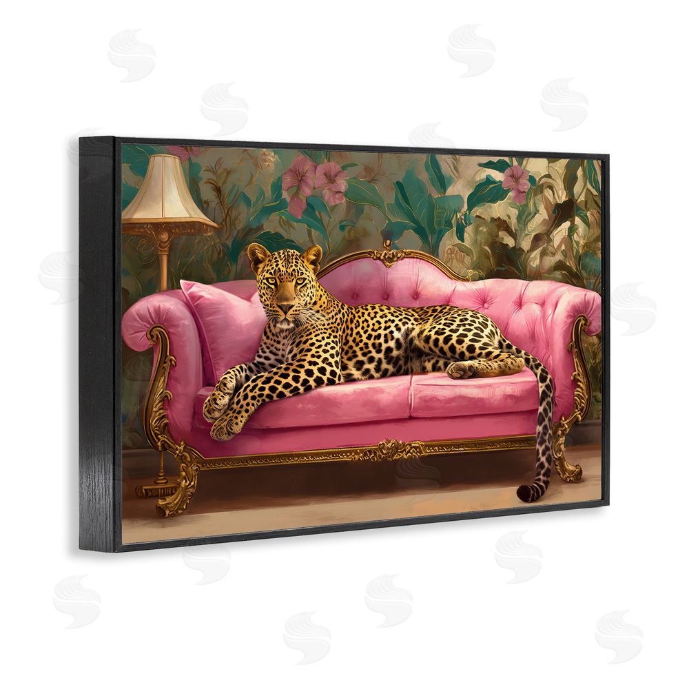 Tina LeCour Exotic Lounging Leopard Blacked Framed Giclee Wall Art Print
