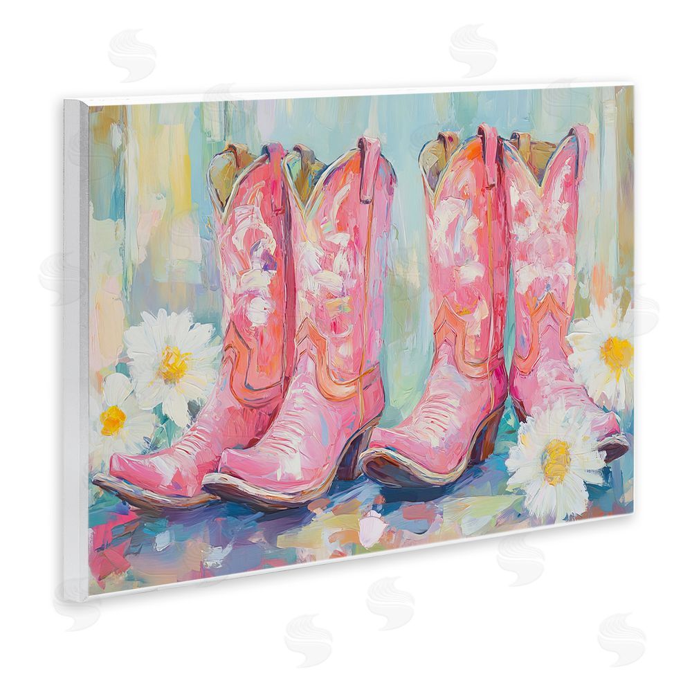 Tina LeCour Pink Cowgirl Boots Pairs Wall Plaque Art Print