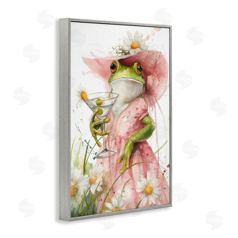 Tina LeCour Martini Hoppy Hour Gray Framed Giclee Wall Art Print