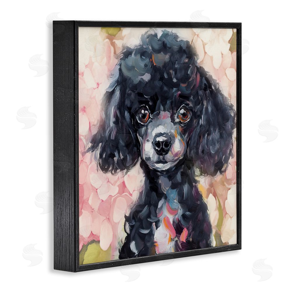 Tina LeCour Little Black Poodle Blacked Framed Giclee Wall Art Print