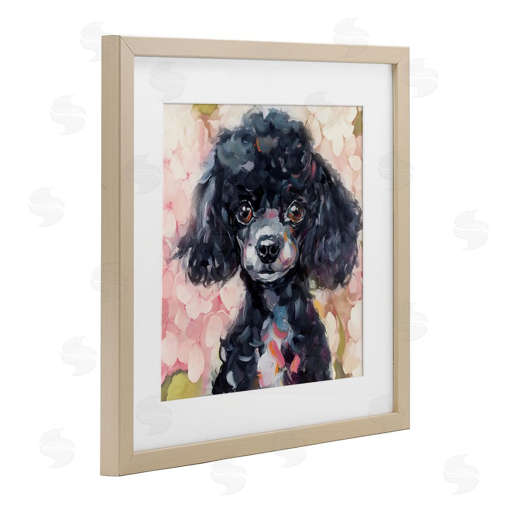 Tina LeCour Little Black Poodle Brown Framed Print Under Glass with Mat Wall Art