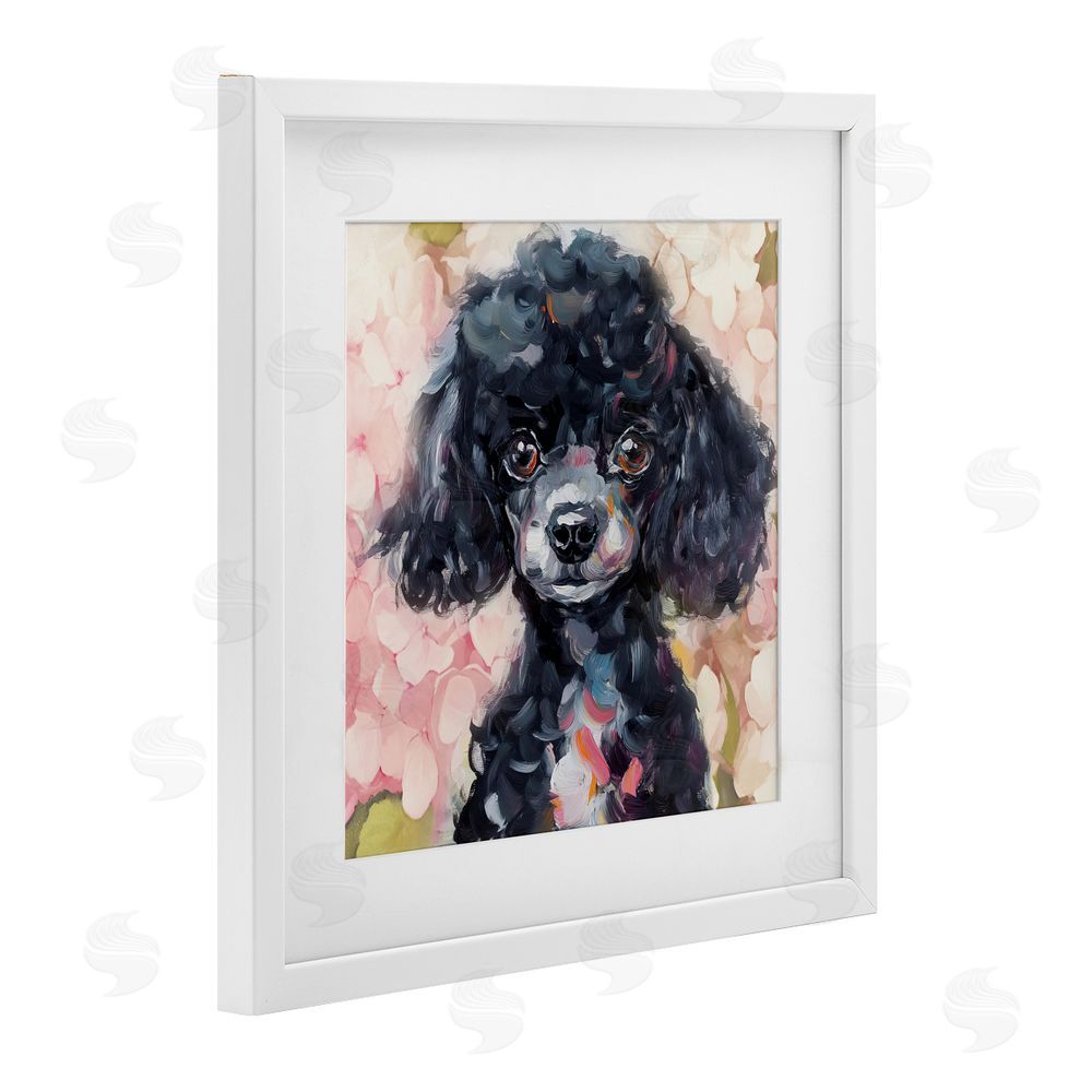 Tina LeCour Little Black Poodle White Framed Print Under Glass with Mat Wall Art