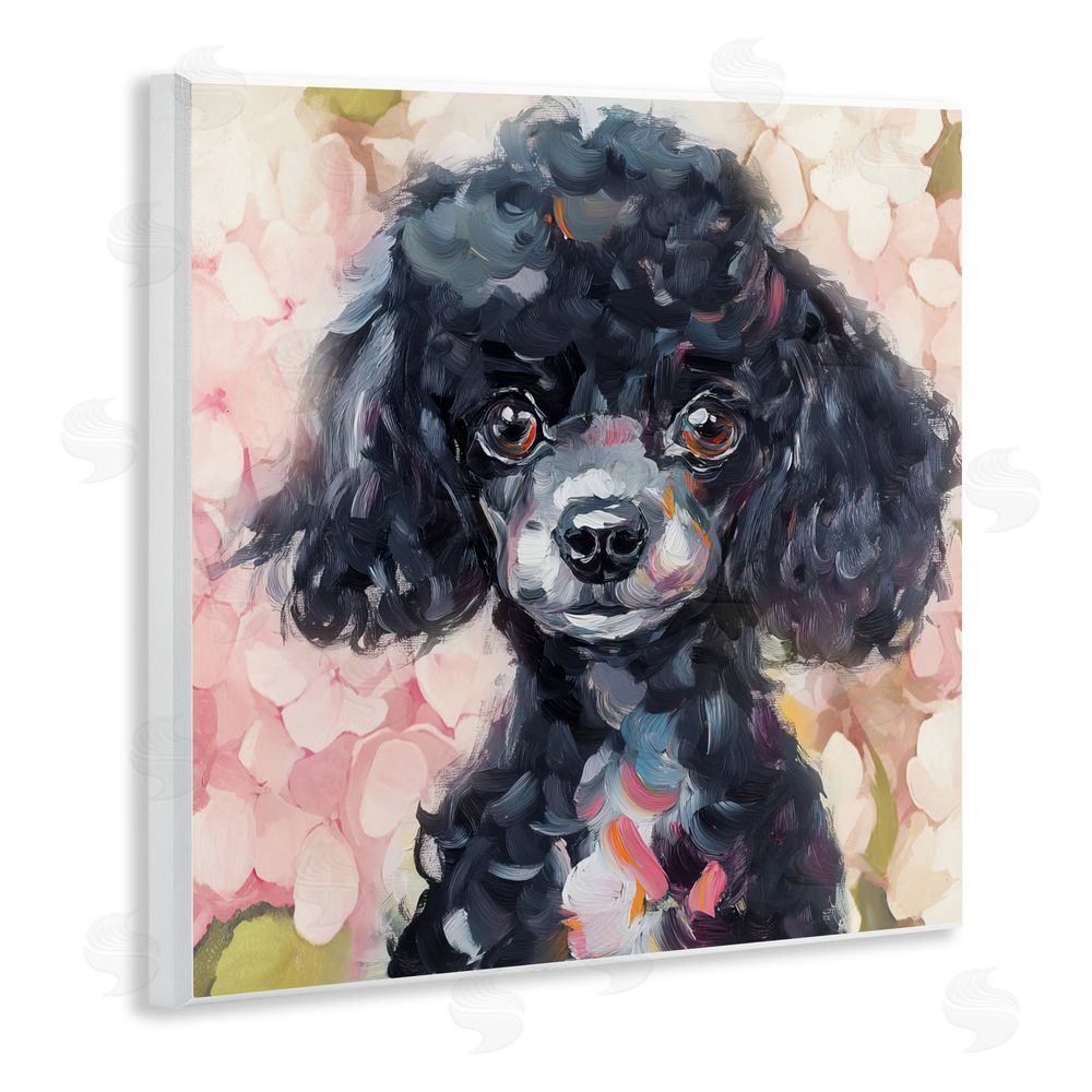 Tina LeCour Little Black Poodle Wooden Wall Plaque Art Print