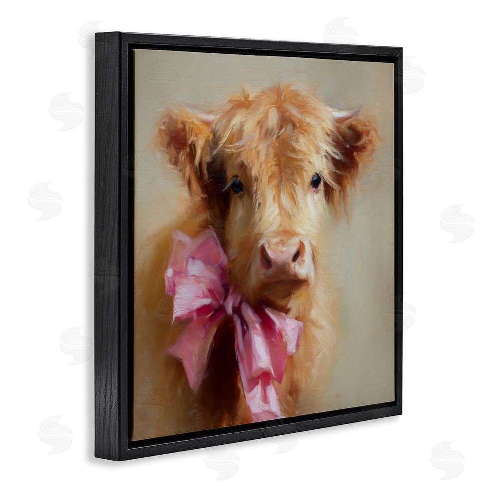 Tina LeCour Little Highland Sweetheart Black Floating Frame Canvas Wall Art