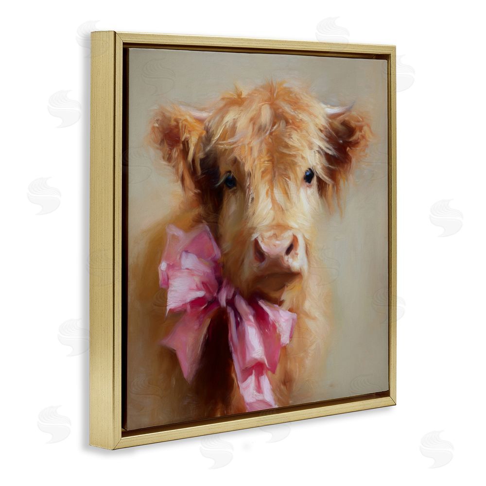 Tina LeCour Little Highland Sweetheart Gold Floating Frame Canvas Wall Art