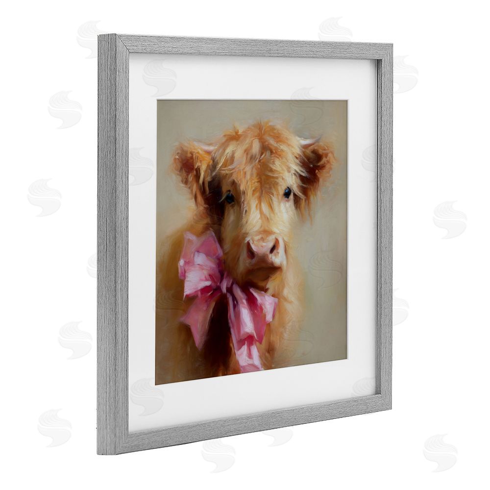 Tina LeCour Little Highland Sweetheart Gray Framed Print Under Glass with Mat Wall Art