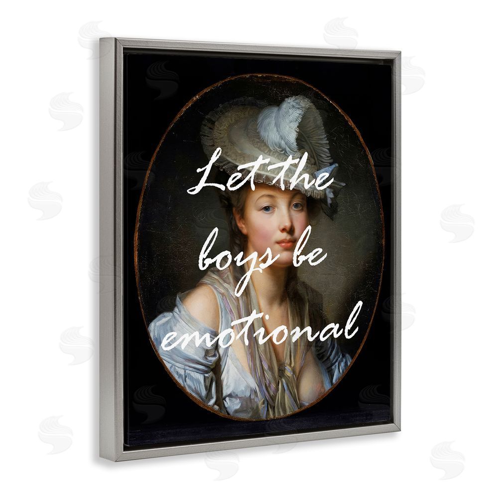 Tina LeCour Let The Boys Be Emotional Gray Floating Frame Canvas Wall Art Print