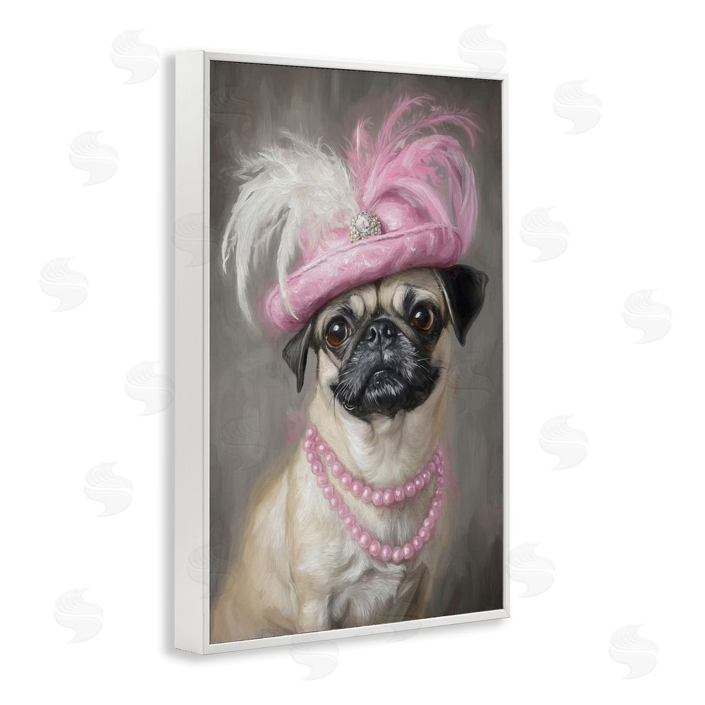 Tina LeCour Lady Pug Portrait White Framed Giclee Wall Art Print