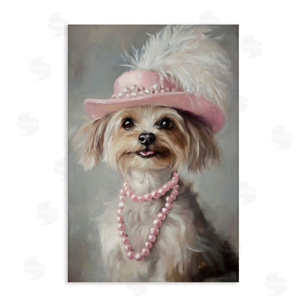 Tina LeCour Lady Yorkie Portrait Stretched Canvas Wall Art