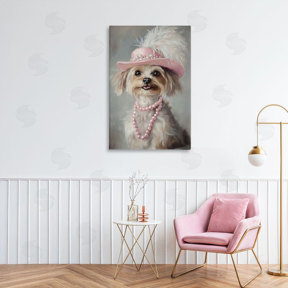 Tina LeCour Lady Yorkie Portrait Stretched Canvas Wall Art in Room
