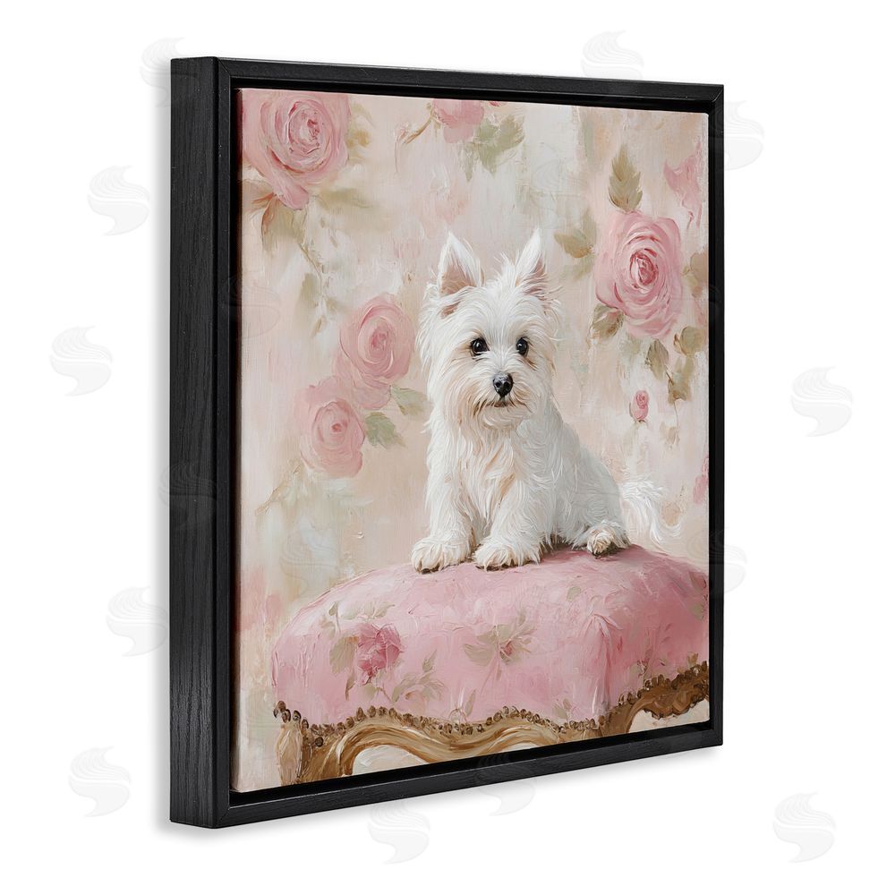 Tina LeCour Fancy Francesca Puppy Black Floating Frame Canvas Wall Art