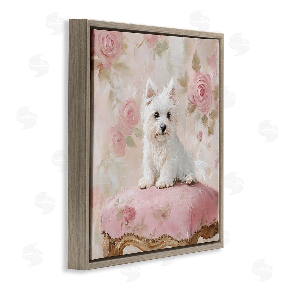Tina LeCour Fancy Francesca Puppy Brown Floating Frame Canvas Wall Art