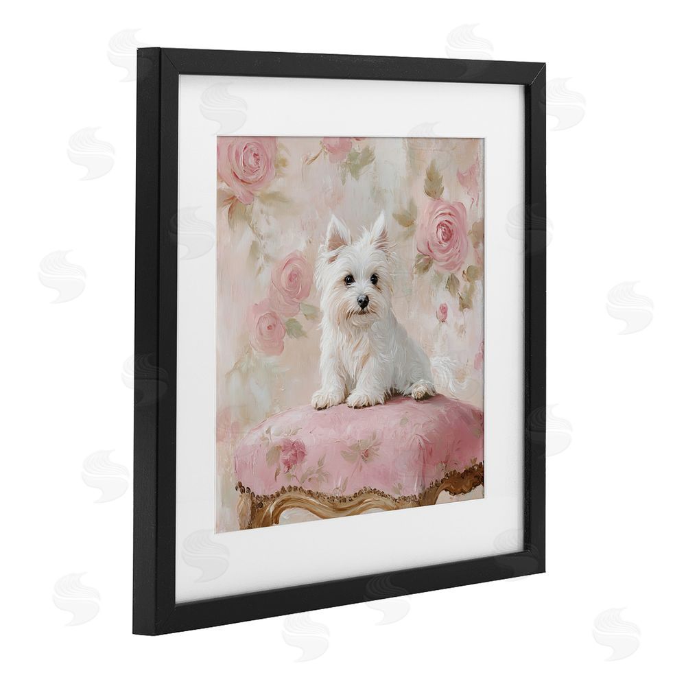 Tina LeCour Fancy Francesca Puppy Black Framed Print Under Glass with Mat Wall Art