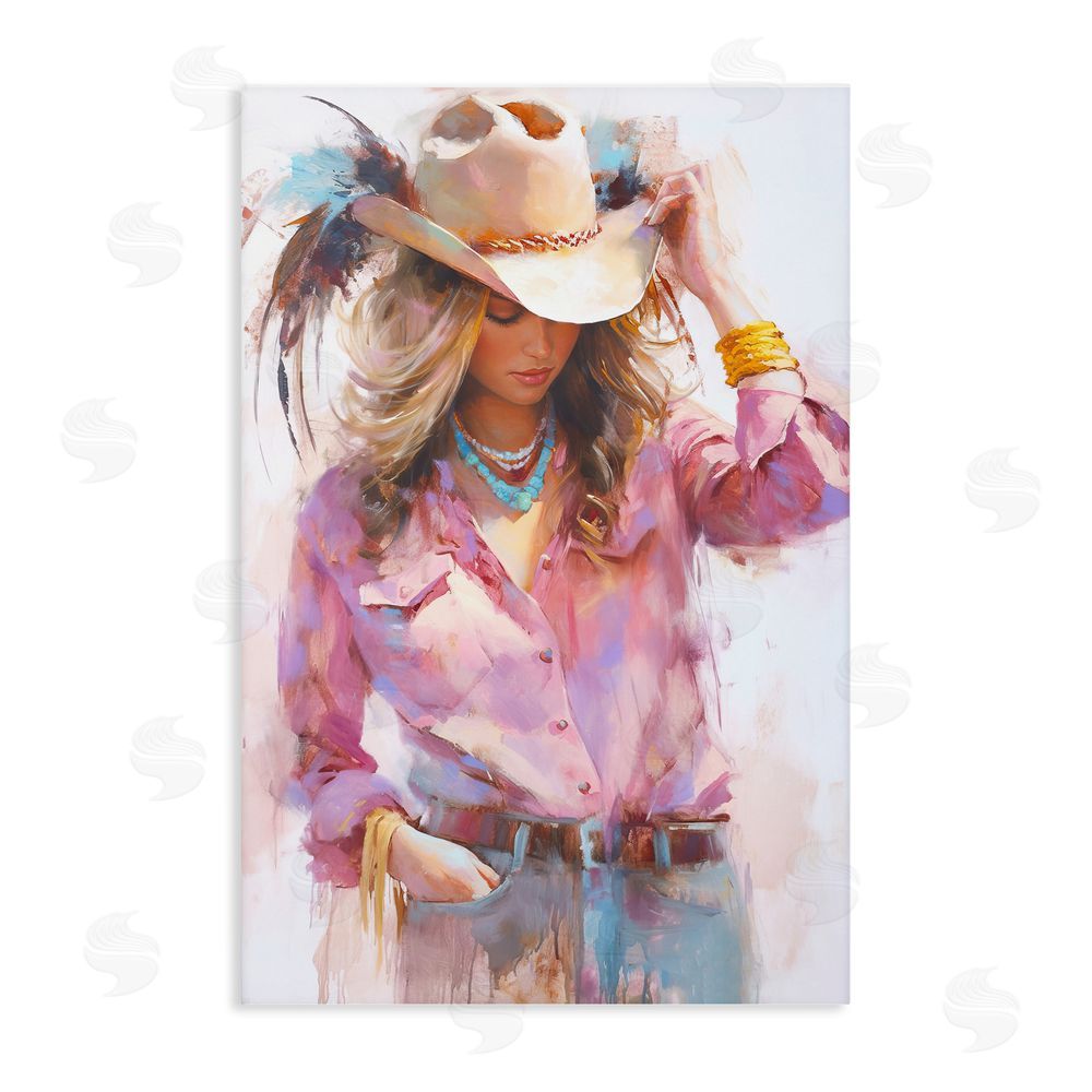 Tina LeCour Cowgirl Hat Reflections Stretched Canvas Wall Art Print