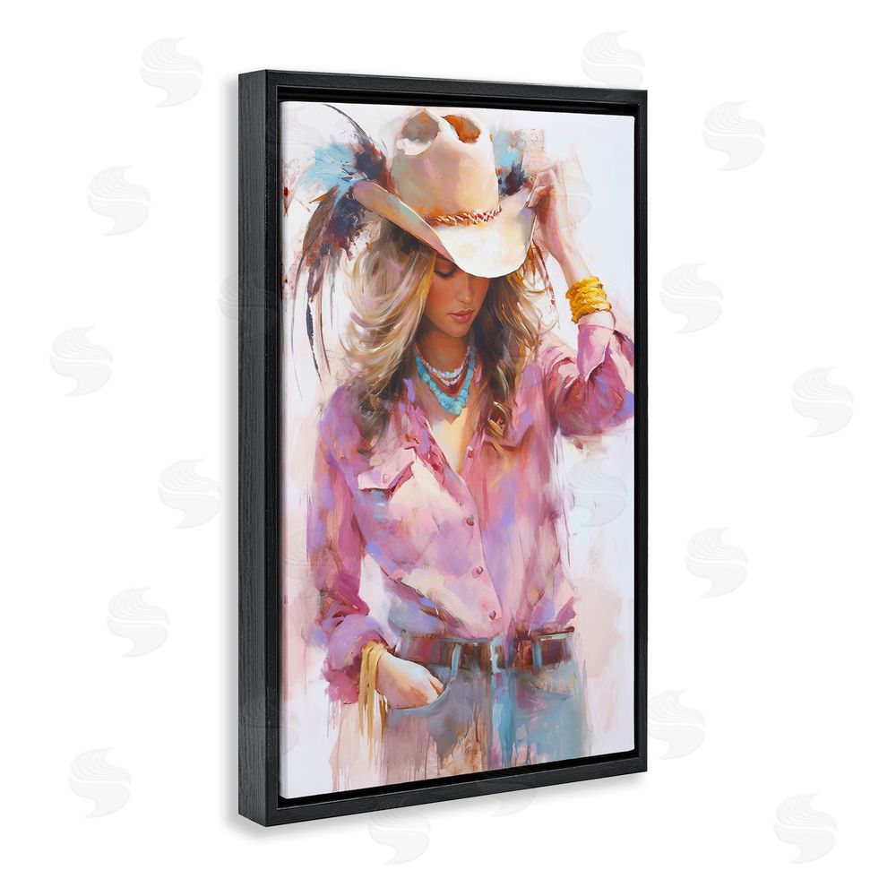 Tina LeCour Cowgirl Hat Reflections Black Floating Frame Wall Art Print