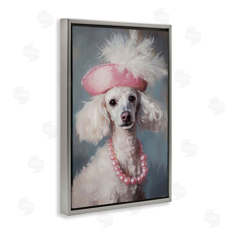 Tina LeCour Beautiful Collette Pup Gray Floating Frame Canvas Wall Art Print