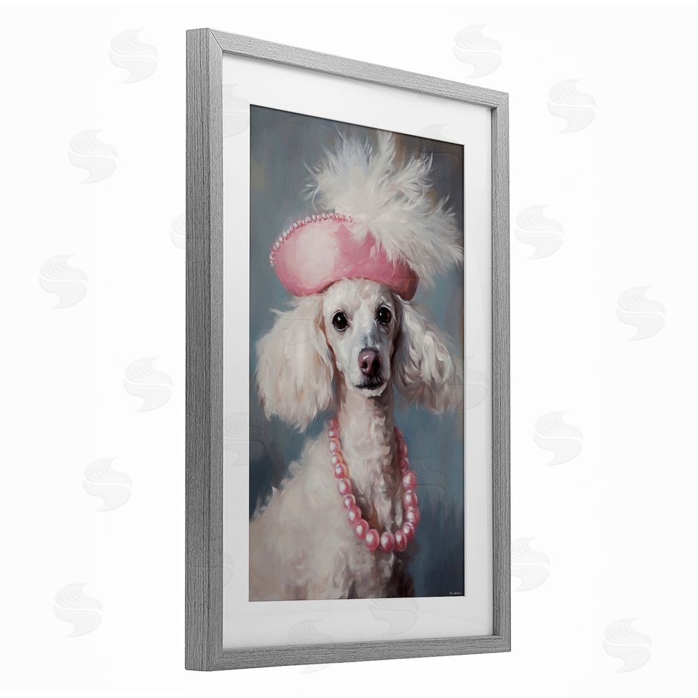 Tina LeCour Beautiful Collette Pup Gray Framed Print Under Glass Wall Art
