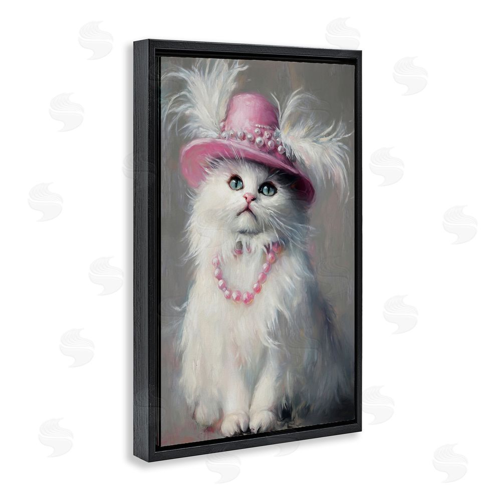 Tina LeCour Beautiful Brigitte Cat Black Floating Frame Canvas Wall Art Print