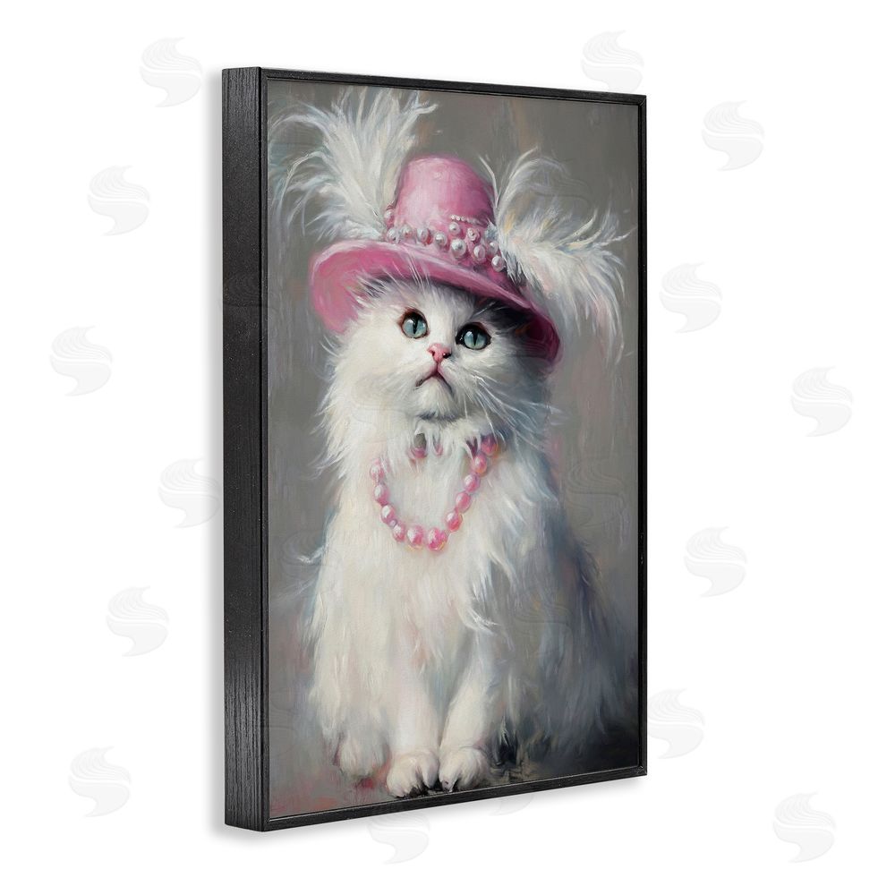 Tina LeCour Beautiful Brigitte Cat Black Framed Giclee Wall Art Print