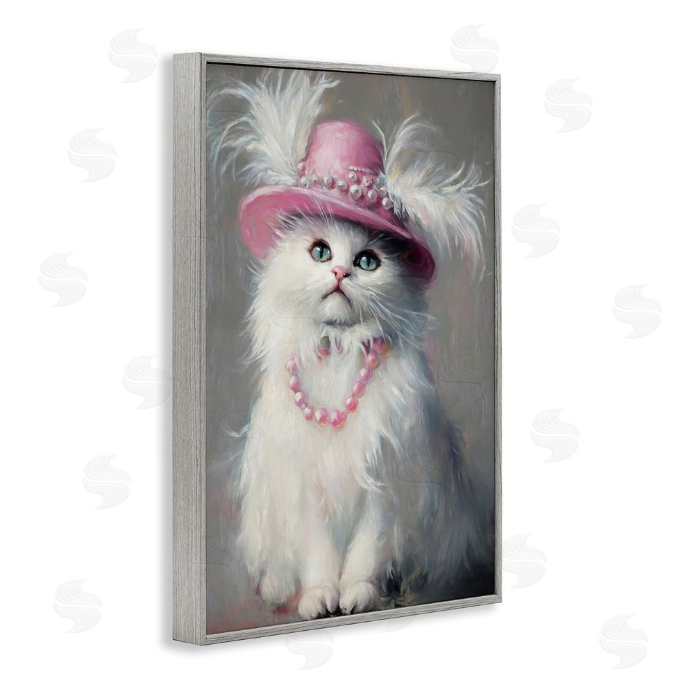 Tina LeCour Beautiful Brigitte Cat Gray Framed Giclee Wall Art Print
