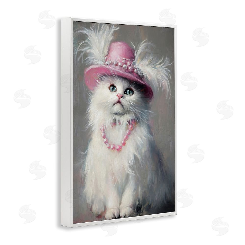 Tina LeCour Beautiful Brigitte Cat White Framed Giclee Wall Art Print