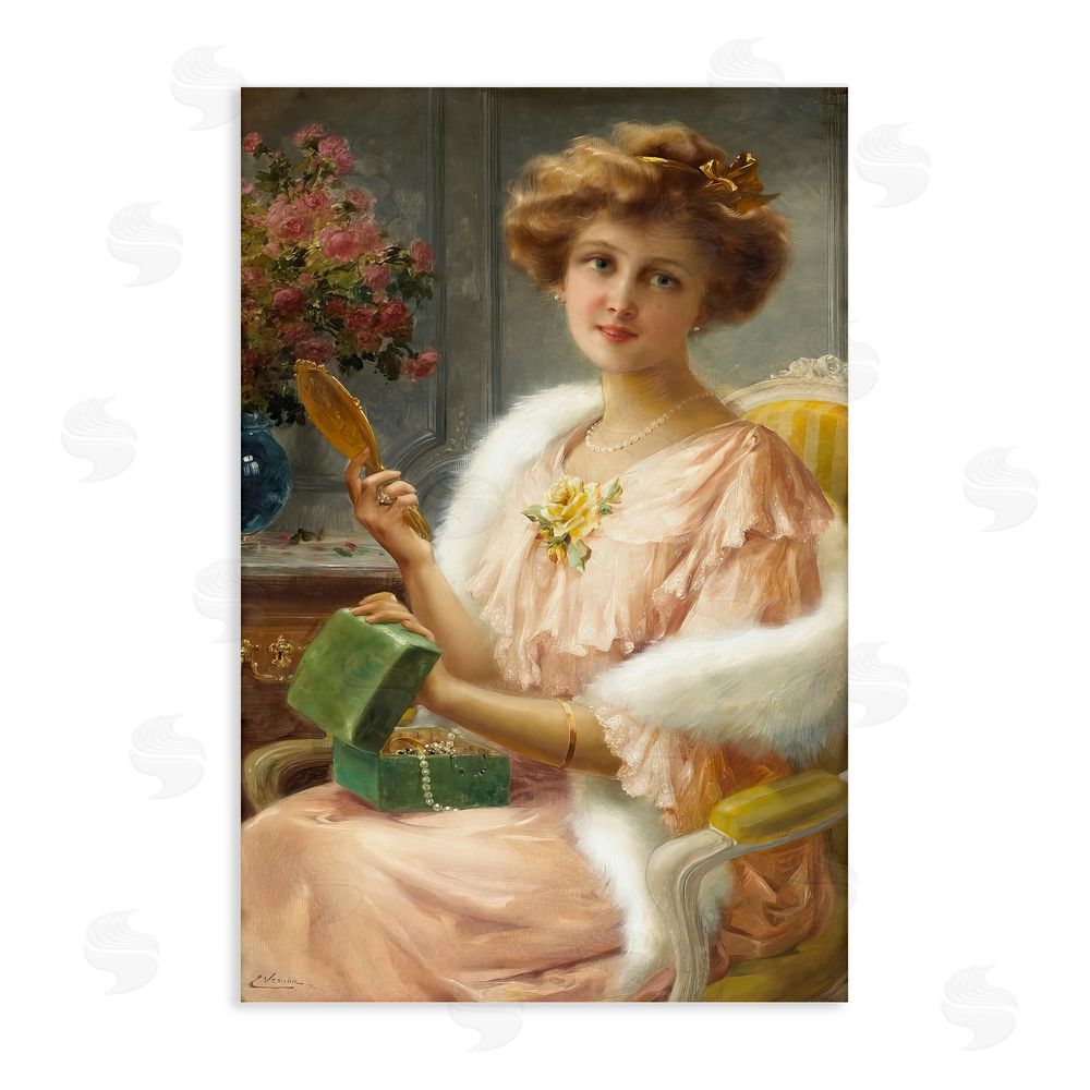 Tina LeCour Young Lady with Mirror Stretched Canvas Wall Art Print