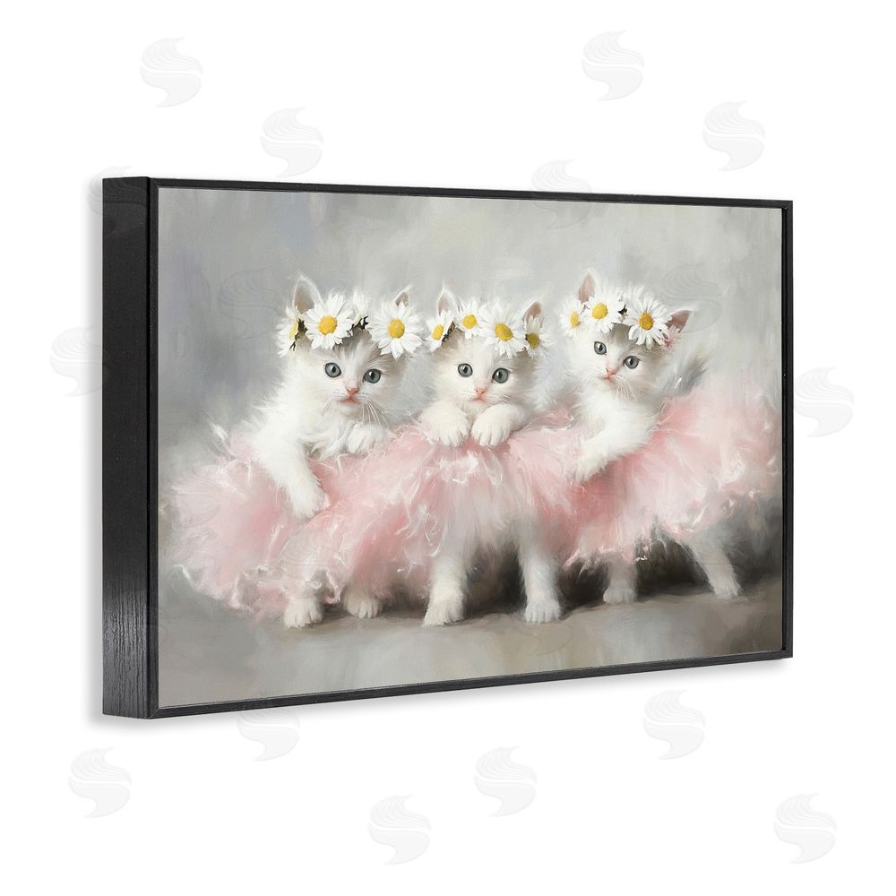 Tina LeCour Dancing Kittens in Tutus Black Framed Giclee Wall Art Print