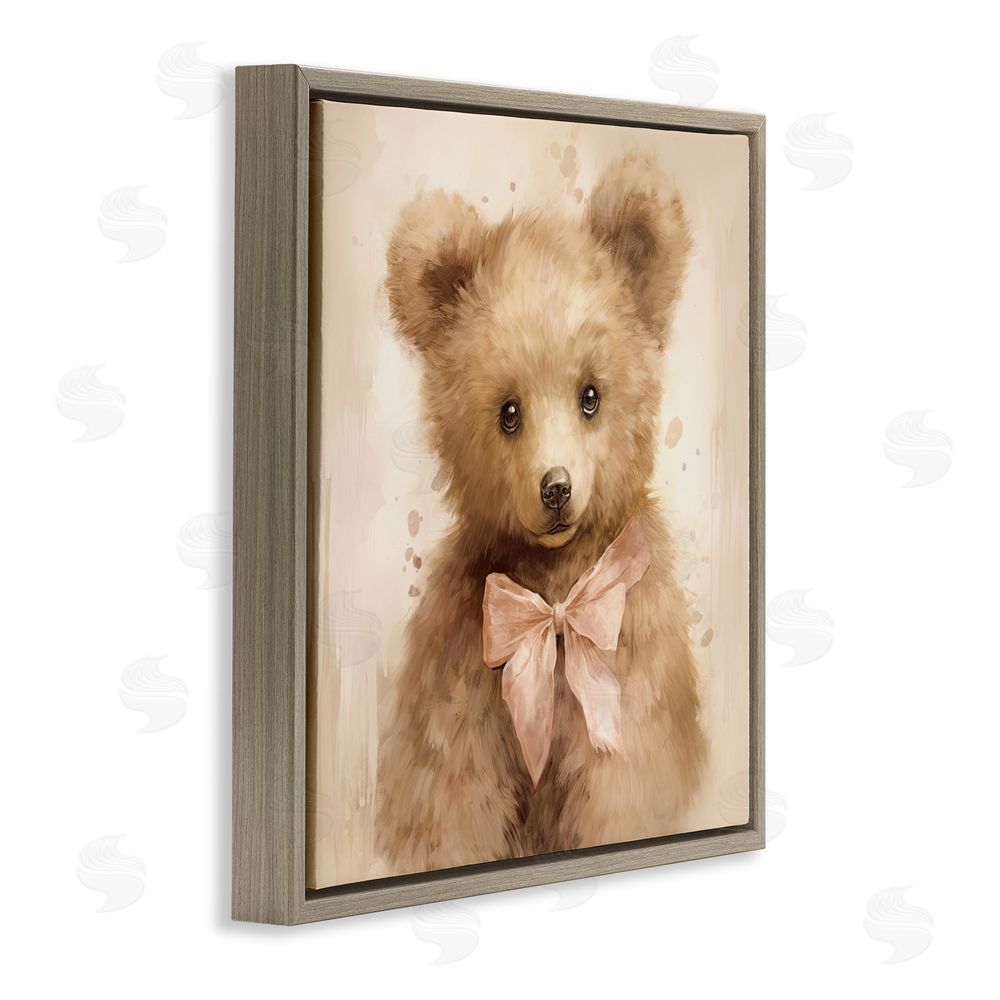 Tina LeCour Little Baby Bear Brown Floating Frame Canvas Wall Art