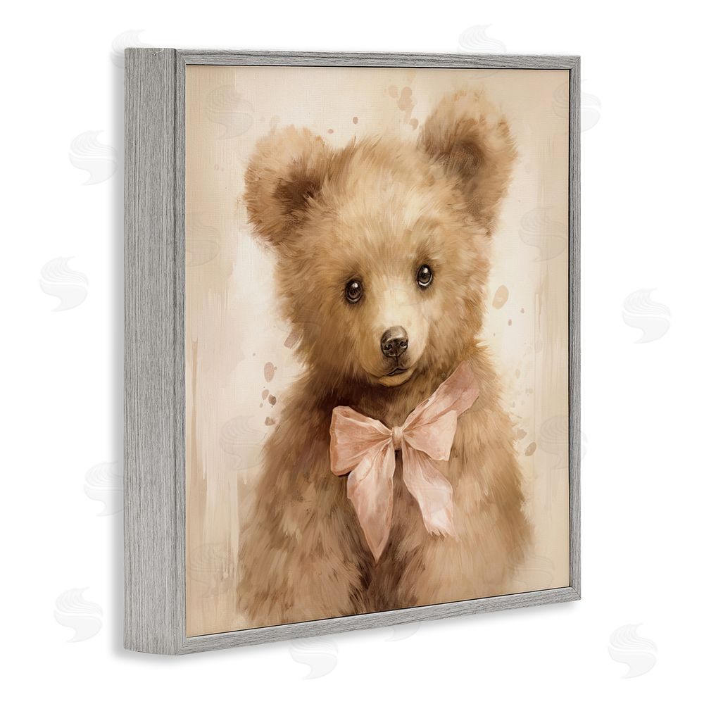 Tina LeCour Little Baby Bear Gray Framed Giclee Wall Art Print