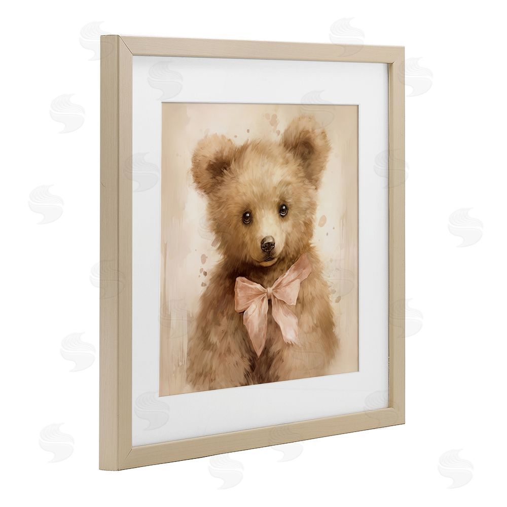 Tina LeCour Little Baby Bear Brown Framed Print Under Glass with Mat Wall Art