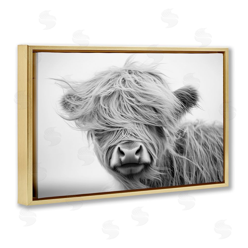 Tina LeCour Easy Breezy Cattle Gold Floating Frame Canvas Wall Art