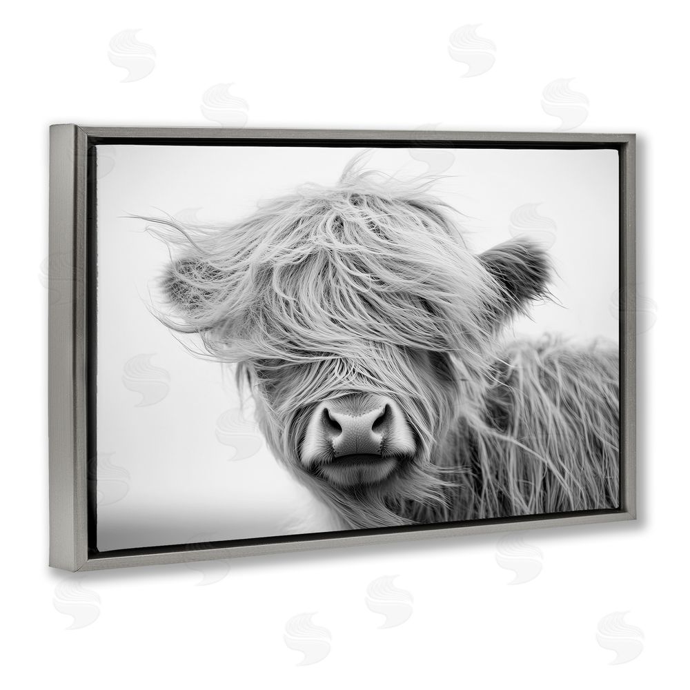 Tina LeCour Easy Breezy Cattle Gray Floating Frame Canvas Wall Art