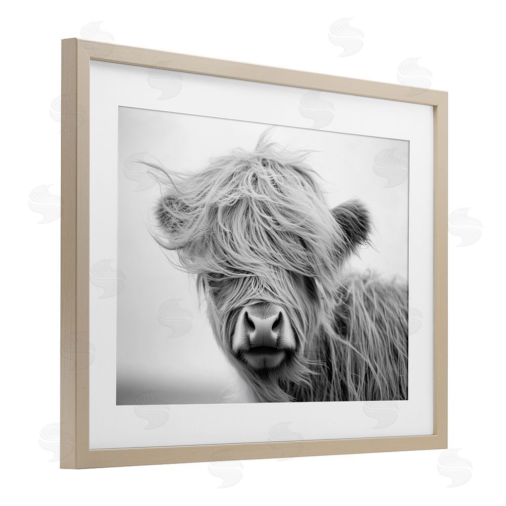Tina LeCour Easy Breezy Cattle Brown Framed Print Under Glass with Mat Wall Art