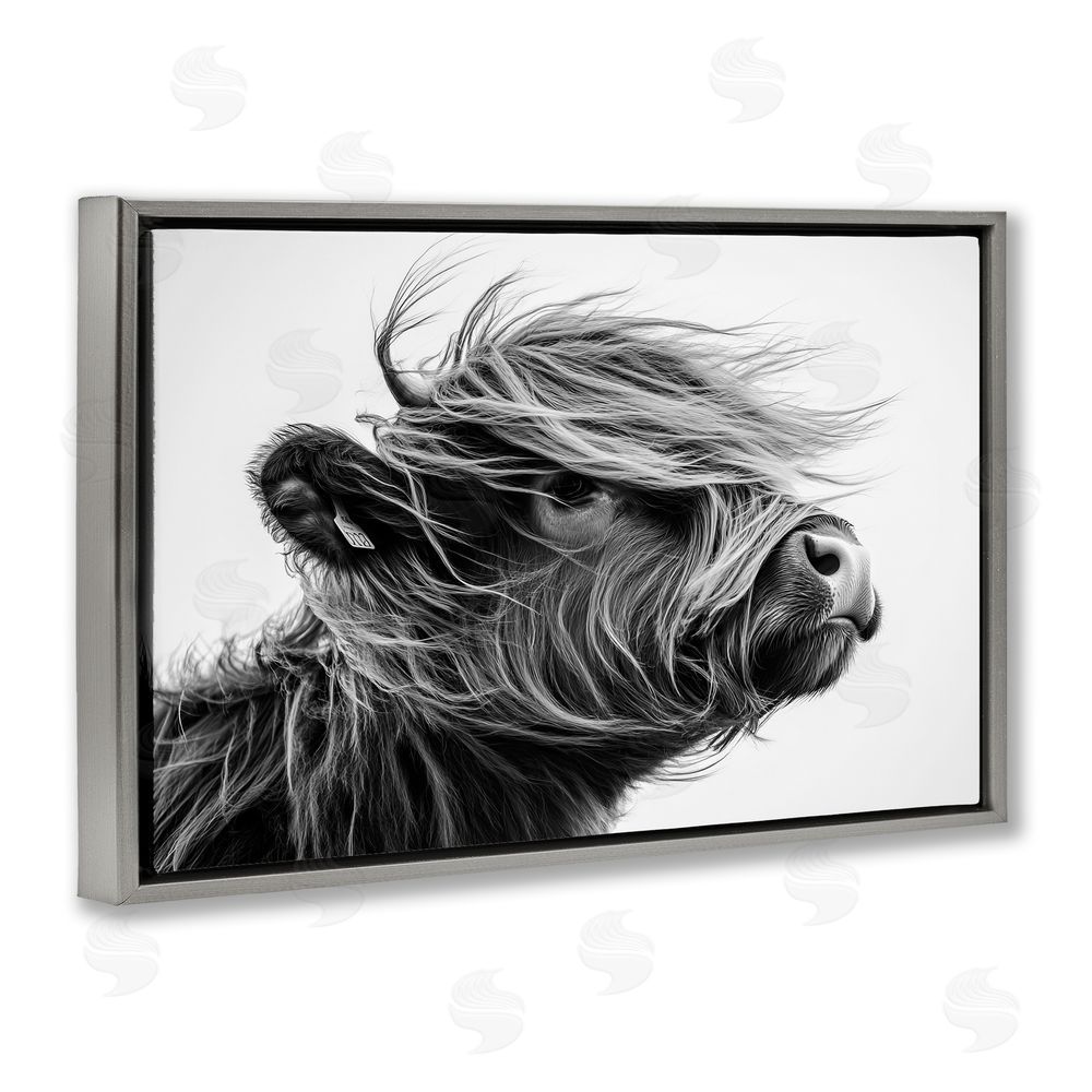 Tina LeCour Handsome Highland Portrait Gray Floating Frame Canvas Wall Art
