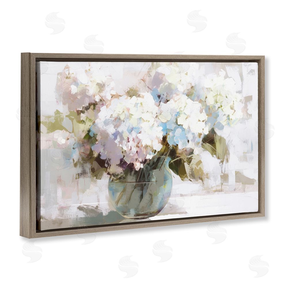 Tina LeCour Blushing Bride Garden Flowers Brown Floating Frame Canvas Wall Art Print