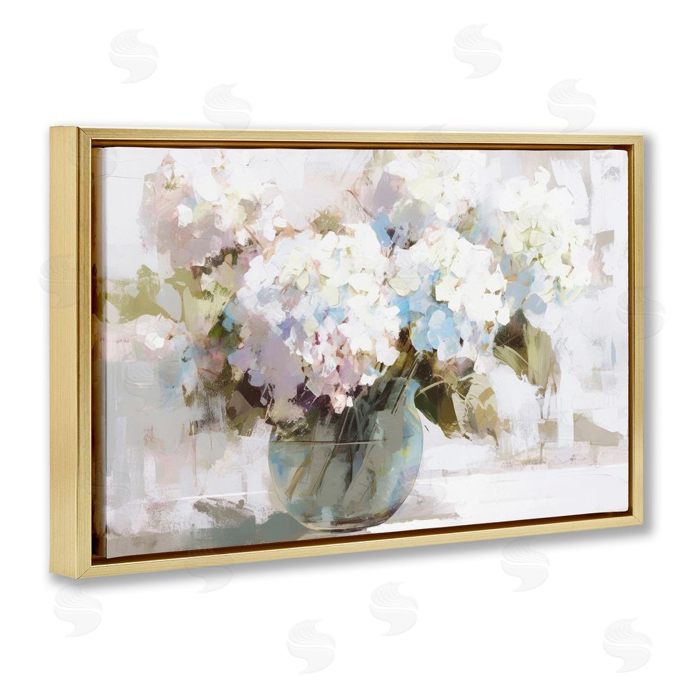 Tina LeCour Blushing Bride Garden Flowers Gold Floating Frame Canvas Wall Art Print