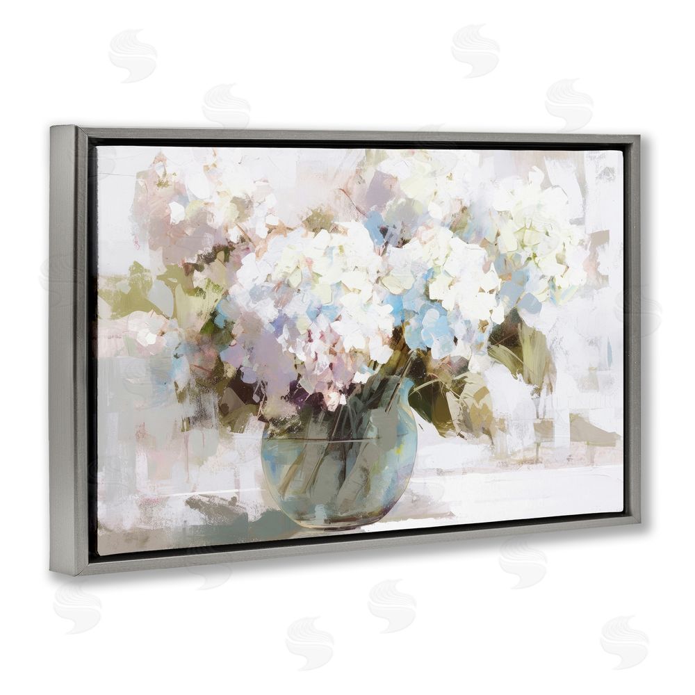 Tina LeCour Blushing Bride Garden Flowers Gray Floating Frame Canvas Wall Art Print