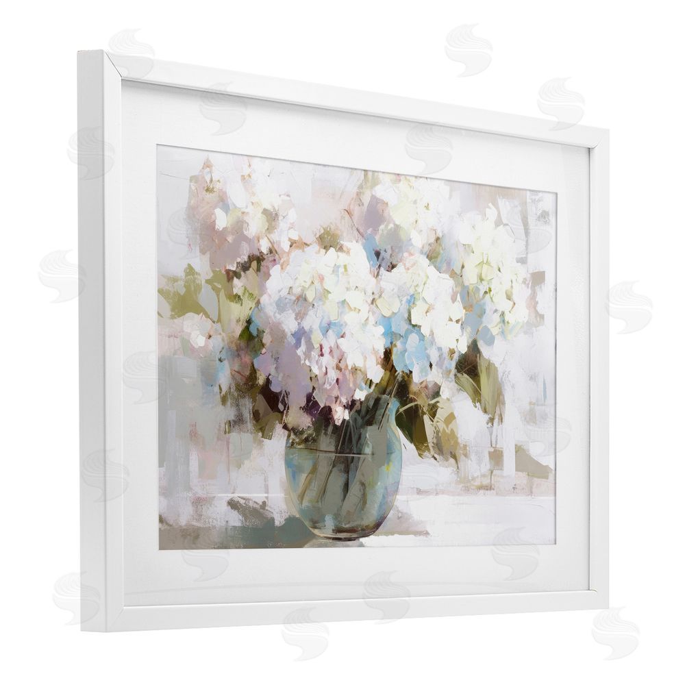 Tina LeCour Blushing Bride Garden Flowers White Framed Print Under Glass Wall Art