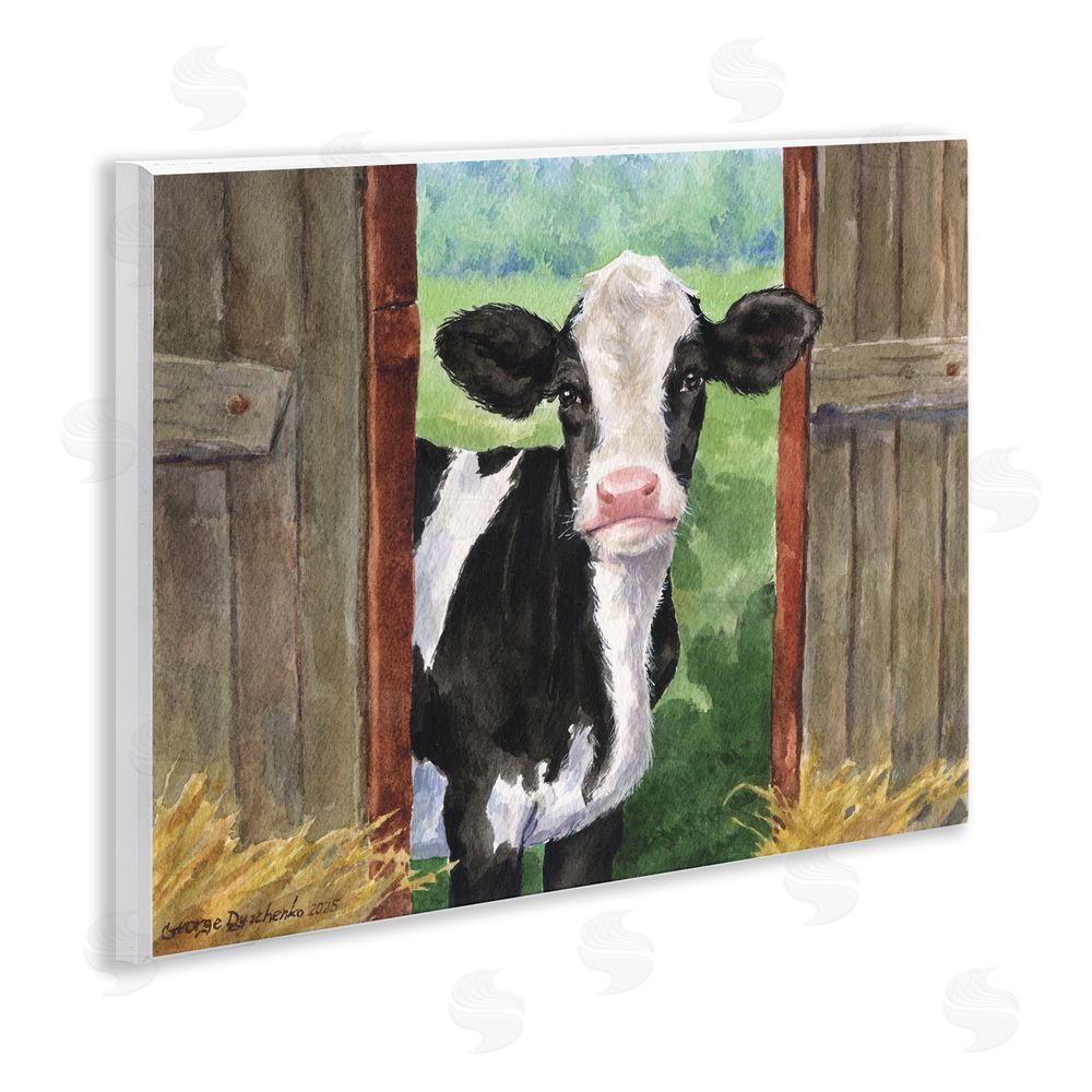 George Dyachenko Cow in Wooden Gate Wall Plaque Art Print