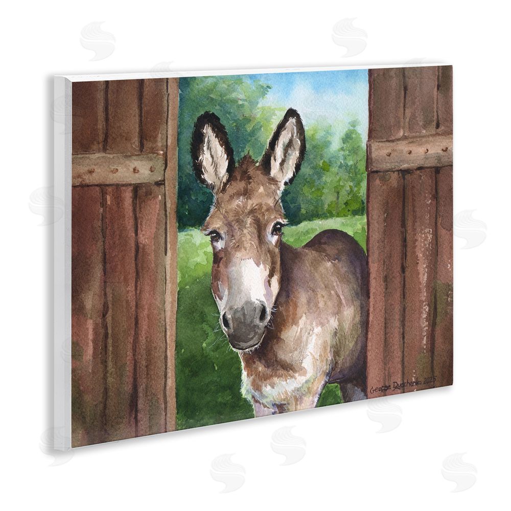 George Dyachenko Donkey in Wooden Gate Wooden Wall Plaque Art Print