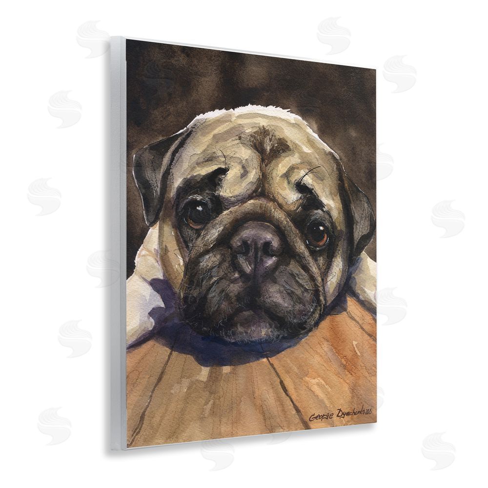 George Dyachenko Pug Soulful Portrait Wooden Wall Plaque Art Print