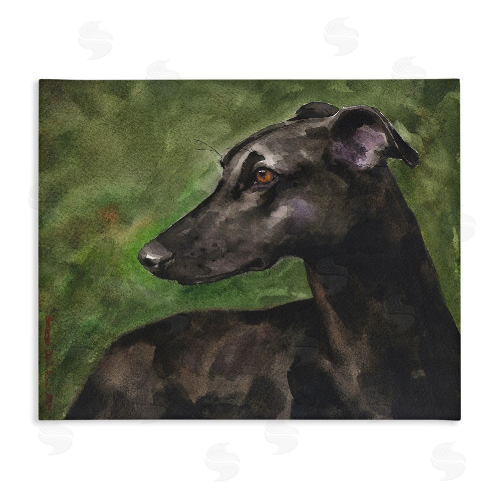 George Dyachenko Black Greyhound Portrait Stretched Canvas Wall Art Print
