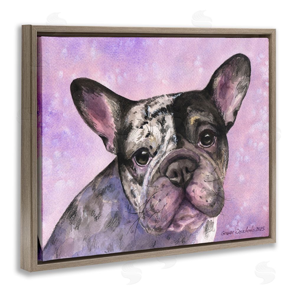 George Dyachenko Harlequin French Bulldog Brown Floating Frame Canvas Wall Art