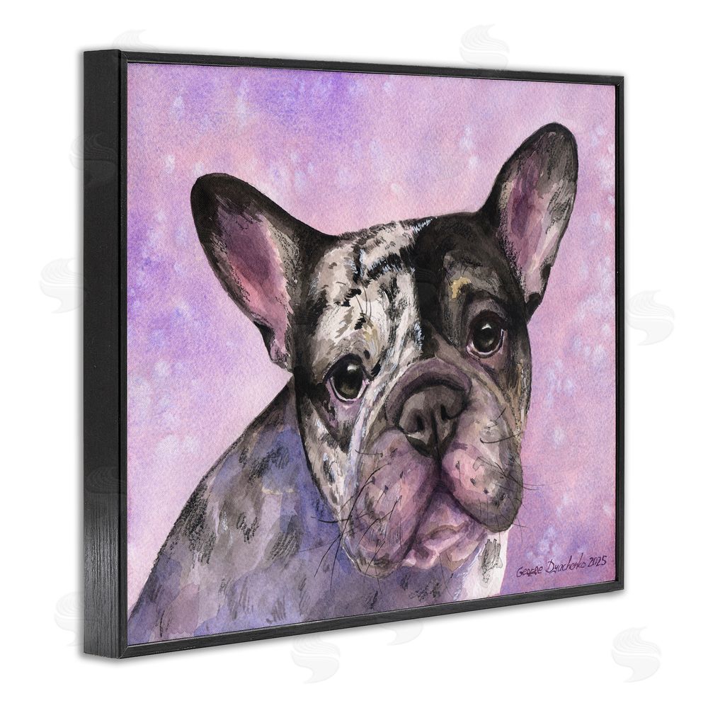George Dyachenko Harlequin French Bulldog Blacked Framed Giclee Wall Art Print