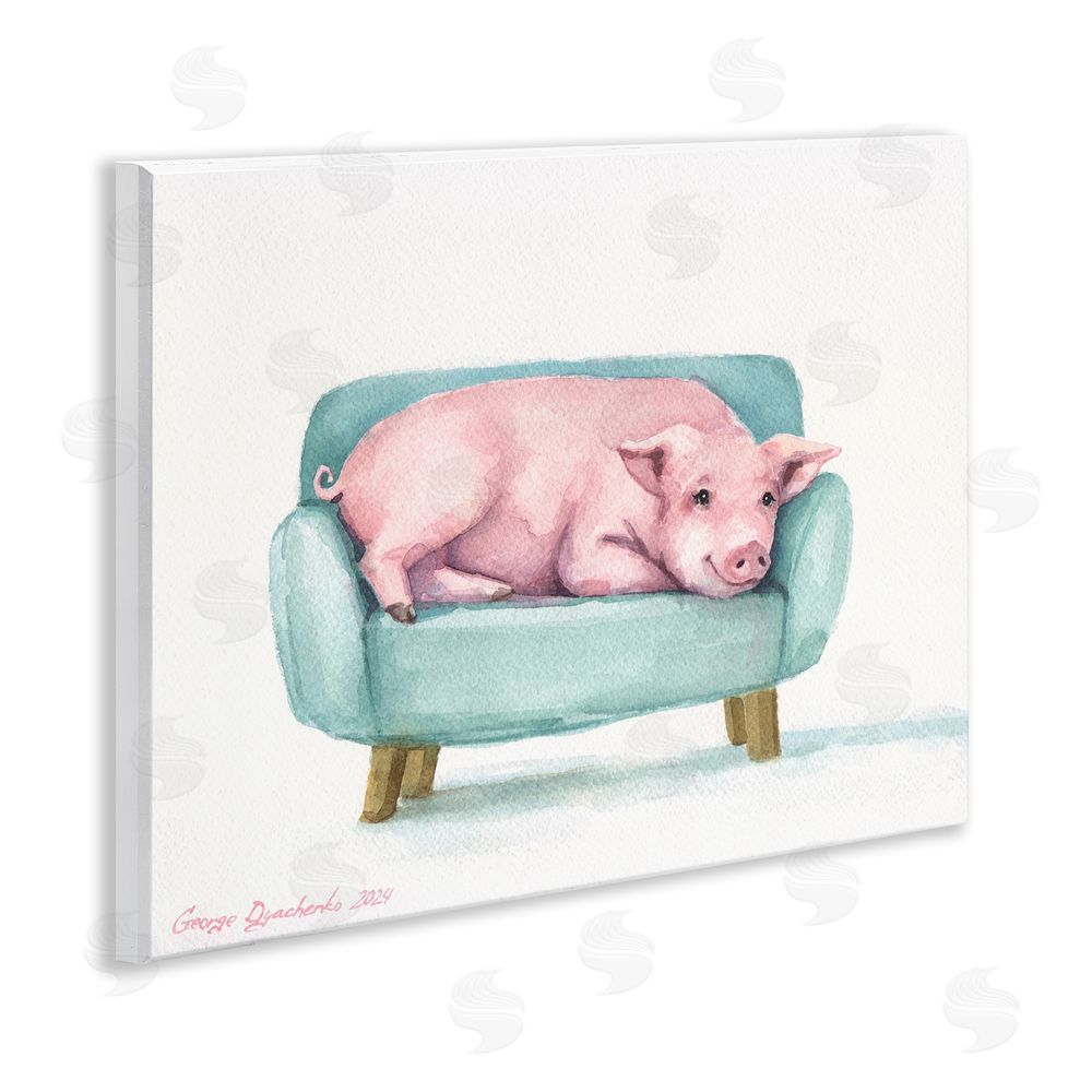 George Dyachenko Cute Piglet on Armchair Wall Plaque Art Print