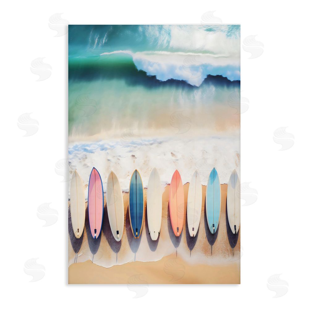 Creative Studio Aerial View Surfboards Shoreline Stretched Canvas Wall Art Print