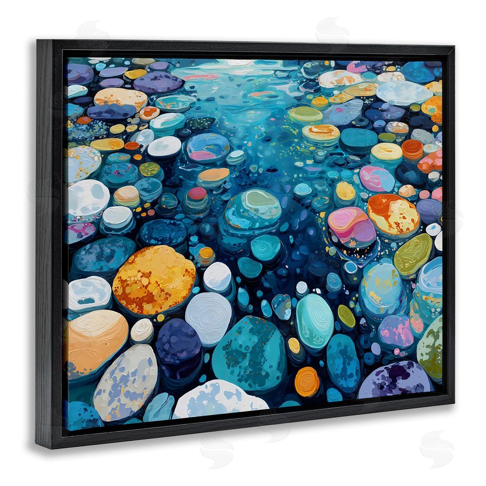 Franklyn Gregory Rainbow Rocks in River Black Floating Framed Canvas Wall Art