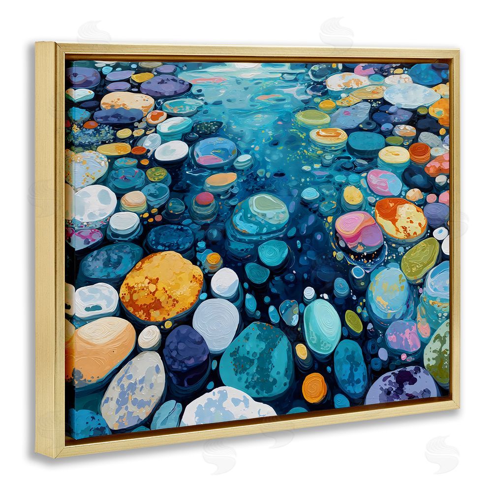 Franklyn Gregory Rainbow Rocks in River Gold Floating Framed Canvas Wall Art