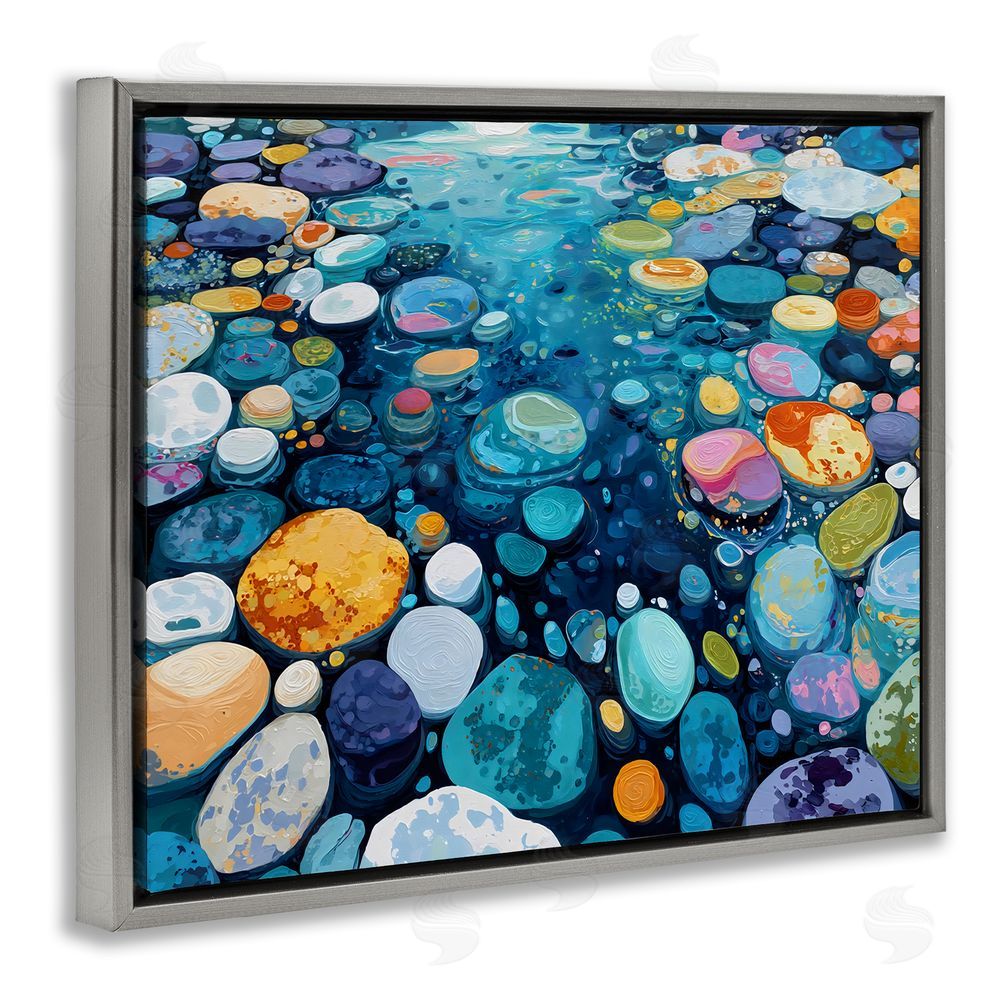 Franklyn Gregory Rainbow Rocks in River Gray Floating Framed Canvas Wall Art