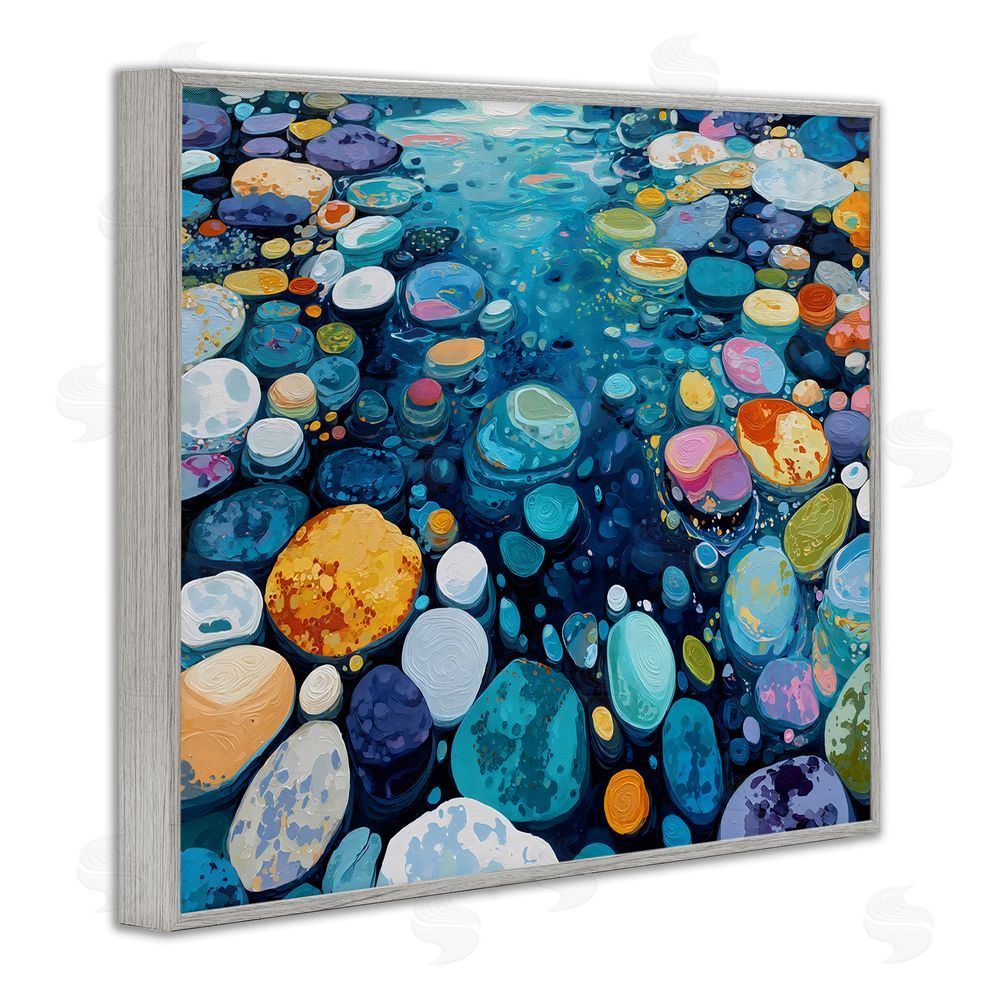 Franklyn Gregory Rainbow Rocks in River Gray Framed Giclee Wall Art